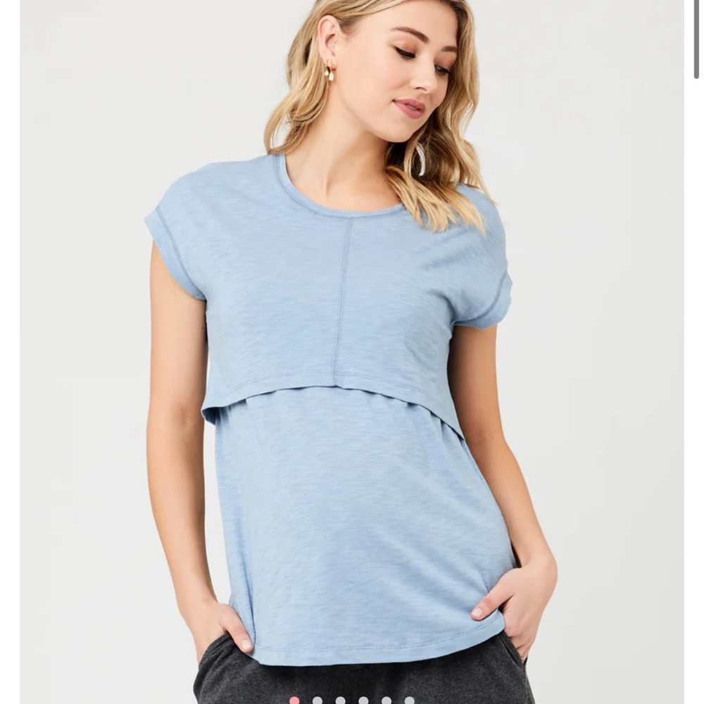 Ripe size M nursing / breastfeeding / maternity Pea in a Pod Light blue Tee